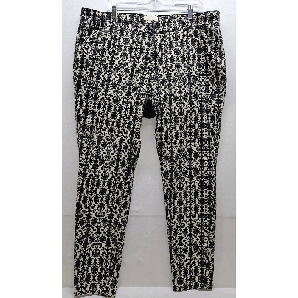 Womens Size 20 Skinny Pants Damask Baroque Floral Stretch Goth Romantic